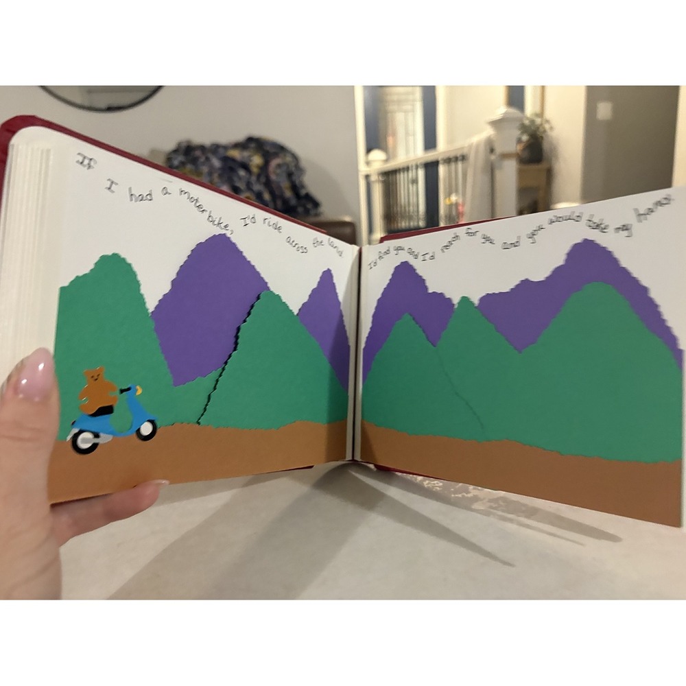 Red Scrapbook Baby Album Handmade Bear Vintage 8x6 Boy Newborn Book Boats cars - Picture 7 of 8